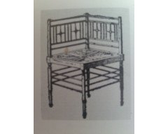 Liberty and Co. An Aesthetic Movement ebonised corner chair and side chair after a design by Ford Maddox Brown. - Thumbnail 1