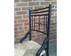 Liberty and Co. An Aesthetic Movement ebonised corner chair and side chair after a design by Ford Maddox Brown. - Thumbnail 11