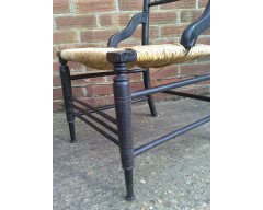 Liberty and Co. An Aesthetic Movement ebonised corner chair and side chair after a design by Ford Maddox Brown. - Thumbnail 12