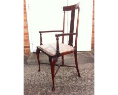 A pair of Arts and Crafts armchairs with stylised floral details - Thumbnail 7