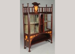 Shapland and Petter. A mahogany and marquetry display cabinet - Thumbnail 1