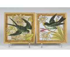 Mintons. A pair of tiles in the style of E W Godwin - Thumbnail 1