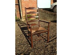 Edward Gardiner. An early oak ladder back armchair - Thumbnail 1