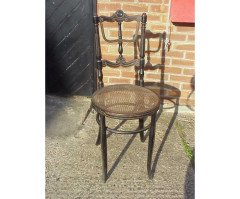 Fischel. A rare cane seat ebonised and gilt side chair - Thumbnail 1