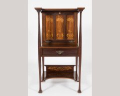 A super quality fall front bureau with stylised floral inlays - Thumbnail 5