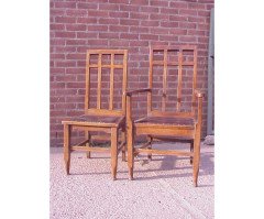 A set of six Glasgow style high back oak dining chairs - Thumbnail 2