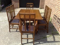 A set of six Glasgow style high back oak dining chairs - Thumbnail 3