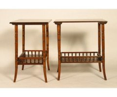 E W Godwin for Collinson and Lock. A pair of walnut sidetable - Thumbnail 1