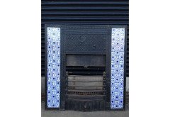 Thomas Jeckyll for Barnard Bishop and Barnard. A rare complete cast iron fire insert with original blue floral tiles - Thumbnail 2
