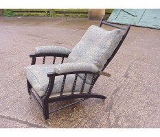 Philip Webb for Morris and Co. Two adjustable ebonised armchair - Thumbnail 2