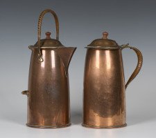 William A Pick for Dryad. A pair of good quality copper water flagons - Thumbnail 1