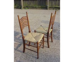 William Birch. A rare set of twelve William Birch Arts and Crafts rush seated ladder back dining chairs - Thumbnail 2