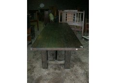 A contemporary Glasgow style dark oak craftsman built dining table - Thumbnail 2