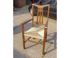 Liberty and Co. A set of three rush seat dining chairs in the manner of C F A Voysey - Thumbnail 4
