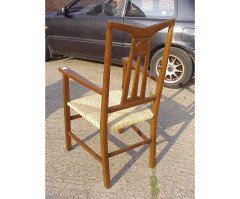 Liberty and Co. A set of three rush seat dining chairs in the manner of C F A Voysey - Thumbnail 5