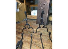 A good set of four Arts and Crafts hand made fire utensils with dogs heads - Thumbnail 12