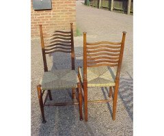 William Birch. A rare set of ten Arts and Crafts rush seated ladder back dining chairs - Thumbnail 2