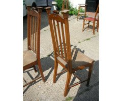 Shapland and Petter. An unusual pair of side chairs with original rush seats and Heart shaped carvings to the tops - Thumbnail 2
