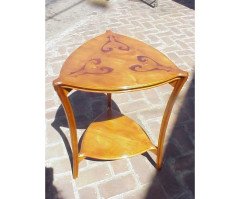 A French Art Nouveau cherry and inlaid two-tier table - Thumbnail 1