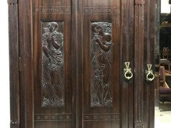 A rare aesthetic movement wardrobe with Pre-Raphaelite style maidens - Thumbnail 4