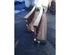 A pair of curved oak alter kneelers - Thumbnail 3