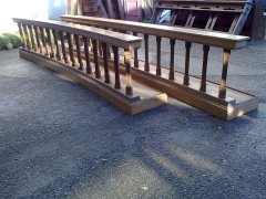 A pair of curved oak alter kneelers - Thumbnail 4