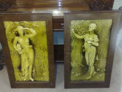 A pair of Burmantoffs wall plaques depicting summer and autumn excecuted by Eric Hammond. - Thumbnail 1