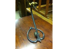 WAS Benson. A rare steel table lamp with heart shaped base and original brass switch - Thumbnail 2