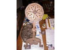 A quality hand forged and hand wrought Arts and Crafts fire dogs and basket - Thumbnail 2