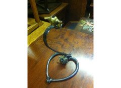 WAS Benson. A rare steel table lamp with heart shaped base and original brass switch - Thumbnail 3