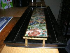 Royal Worcester. an Anglo- Japanese Tray with Silk Embroidery with Cast Brass Bamboo Handles. - Thumbnail 2