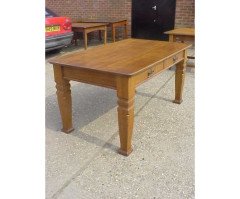 A Good Quality Robust Arts and Crafts Oak Two Drawer Desk - Thumbnail 2