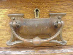 A Good Quality Robust Arts and Crafts Oak Two Drawer Desk - Thumbnail 4