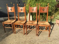 William Birch. Two sets of four oak rush seat dining chairs. - Thumbnail 8
