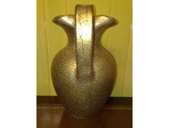 Edmund Elton for The Sunflower Pottery. A gold crackle glazed tall ewer - Thumbnail 3