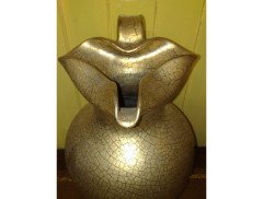 Edmund Elton for The Sunflower Pottery. A gold crackle glazed tall ewer - Thumbnail 8