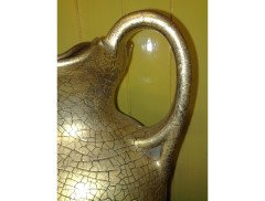 Edmund Elton for The Sunflower Pottery. A gold crackle glazed tall ewer - Thumbnail 9