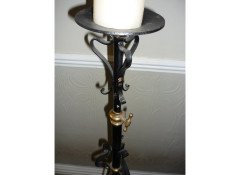 A Stylish Decorative Wrought Iron Adjustable Floor Standing Candelabra - Thumbnail 2