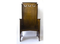 A rare and very progressive Arts and Crafts oak armchair in the pure Glasgow style - Thumbnail 2