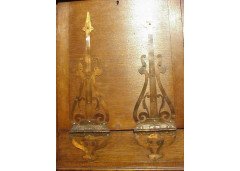 Liberty and Co. A rare Arts and Crafts oak bureau with Moorish details - Thumbnail 5