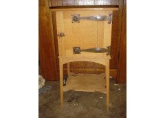 Liberty and Co. A bedside cabinet with internal drawer, lower shelf and stylised copper hinges and handles - Thumbnail 1