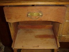 Liberty and Co. A bedside cabinet with internal drawer, lower shelf and stylised copper hinges and handles - Thumbnail 2