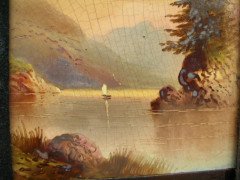 A late Victorian or early Edwardian fire insert with painted scenes to the tiles - Thumbnail 8