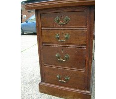 A Good Quality Gothic Revival Oak Knee Hole Partners Desk - Thumbnail 8