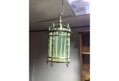 A brass electric ceiling light with it's original Vaseline liner - Thumbnail 1