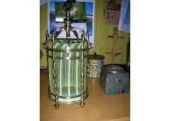 A brass electric ceiling light with it's original Vaseline liner - Thumbnail 2