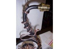 A stylish pair of Arts and Crafts copper and iron wall lights - Thumbnail 2