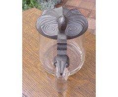 A Continental Art Nouveau Flagon with Engraved Stylised Whiplash Details and Pewter Lid - Thumbnail 3