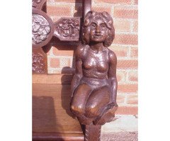 A Celtic Arts and Crafts carved oak settle with carved dragons to the tops - Thumbnail 23