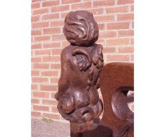 A Celtic Arts and Crafts carved oak settle with carved dragons to the tops - Thumbnail 26